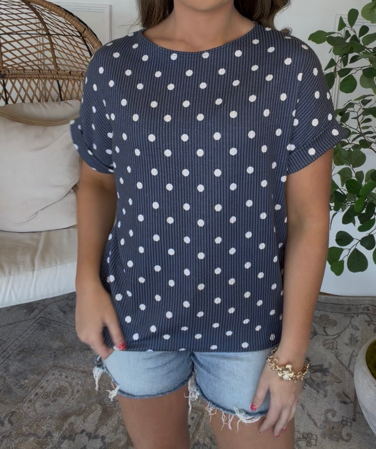 Dally Dot Top- Navy