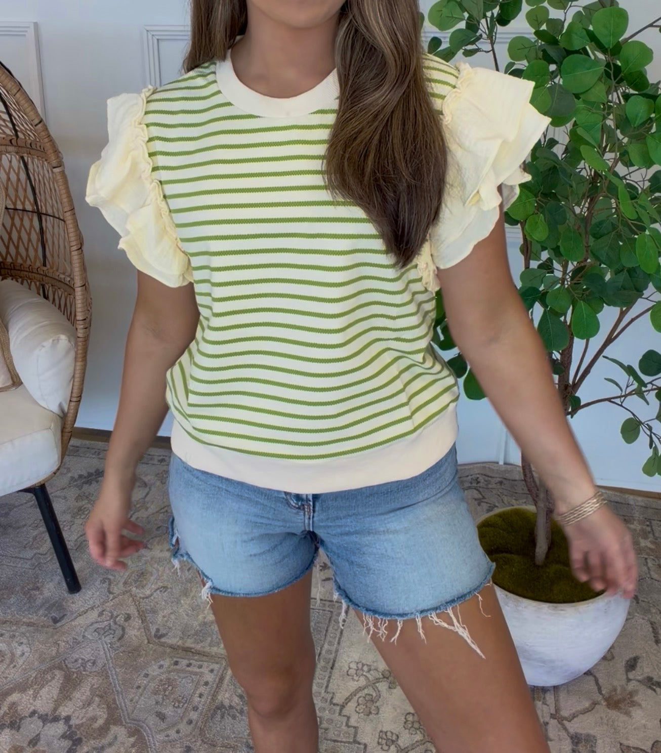 Ruffle Stripe Top- 2 COLORS- DEAL