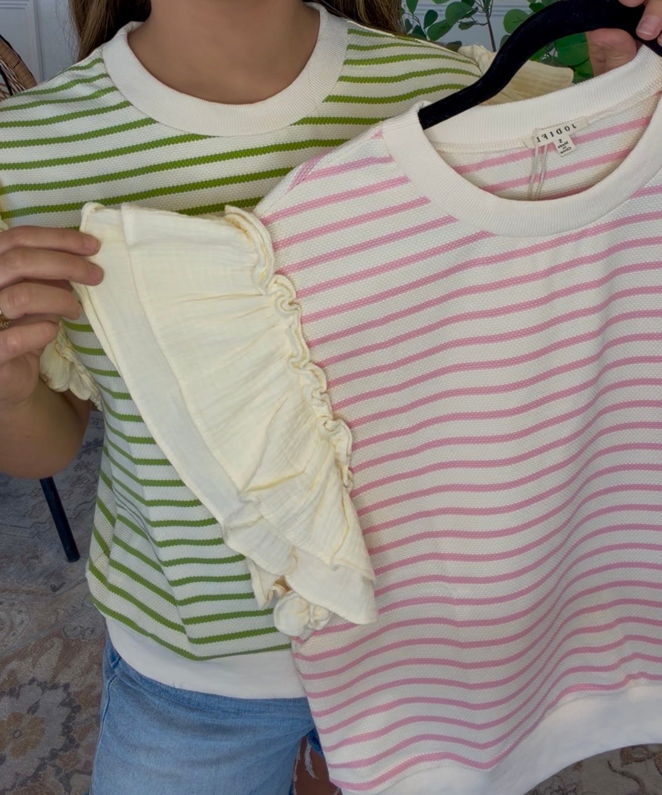 Ruffle Stripe Top- 2 COLORS- DEAL