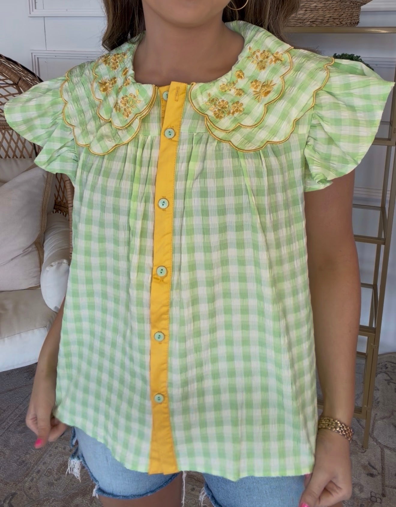 Gingham Blouse $25 DEAL